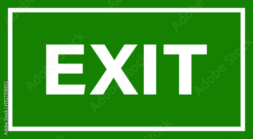 A clear and simple green exit sign with white lettering, commonly found in public buildings and workplaces for safety