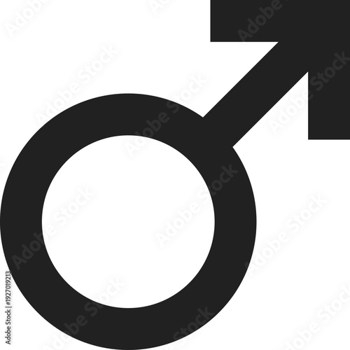 A simple, bold black graphic representing the male gender symbol, often used in biology and social contexts
