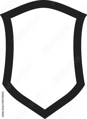 A simple, bold black shield emblem with a thick outline, perfect for representing security, protection, or heraldry