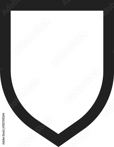 A simple, dark shield emblem with a thick outline, perfect for representing security, protection, or heraldry in a minimalist design