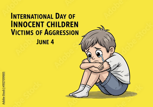 Sad child sitting on the ground on international day of innocent children victims