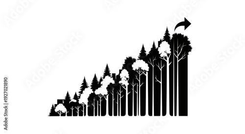 Forest Growth Graph with Arrow Up - Eco Business Growth Concept