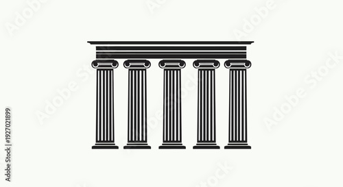 Five Ionic Columns Structure, Classical Architecture, Symbol of Strength