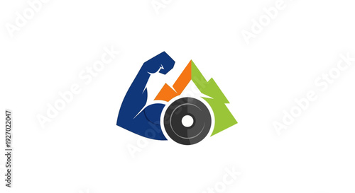 Colorful Flexed Arm and Tire Logo.