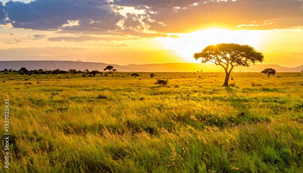 Fototapeta premium Weite Savanne mit Akazien