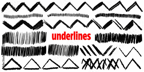 Various black brushstrokes and lines with the word underlines displayed