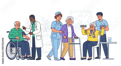 Elderly Care and Medical Assistance Scene.