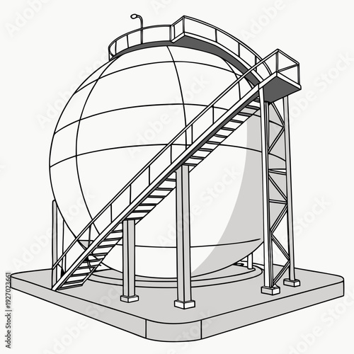 A large metal sphere with a staircase leading to the top