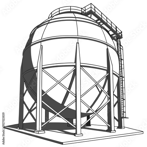 A large metal structure with a curved roof