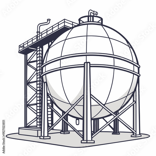 A large spherical tank on a metal structure