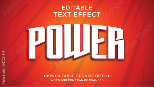 Bold Editable Text Effect for Power and Strength Visuals Dynamic 3D Typography Design with Vibrant Orange Background and Gleaming White Letters