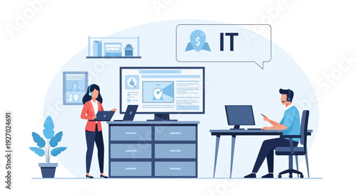 IT professionals working in modern office environment.