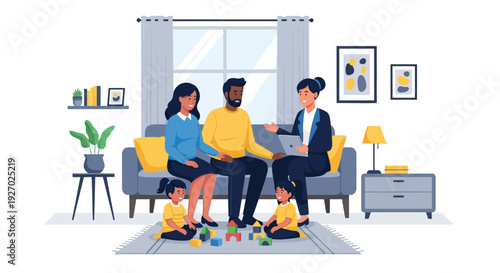 Family therapy session with a professional counselor.