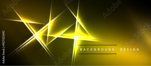 Abstract golden lines intersect, creating dynamic light effects over dark background. Modern design element for presentations.