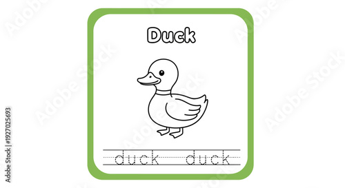 Duck tracing worksheet for kids learning