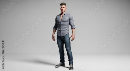 Confident young man standing in casual modern outfit