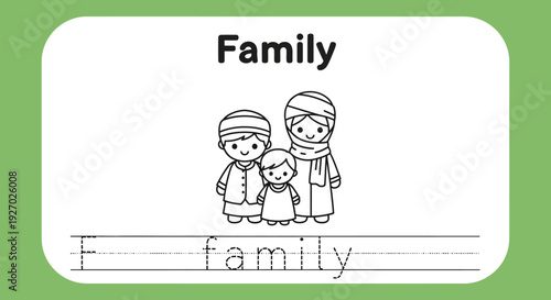 Family tracing worksheet. Educational activity for kids