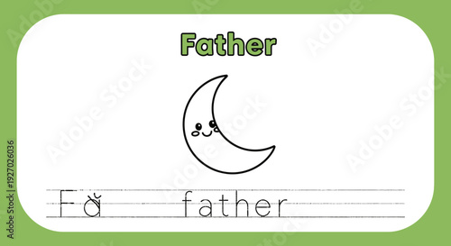 Father tracing worksheet for kids, handwriting practice