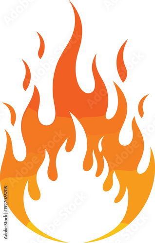 Abstract orange fire flame icon with gradient effect vector illustration isolated on white background for heat danger concept