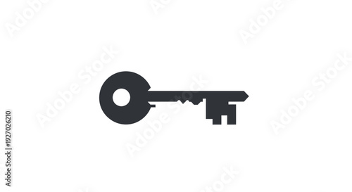 Old Key with Round Bow and Teeth.