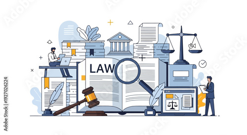 Legal System and Justice Concept Illustration.