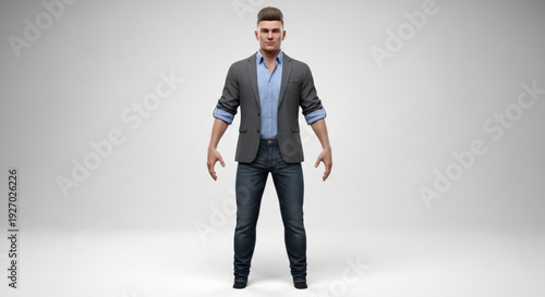 Confident young businessman standing in modern office attire