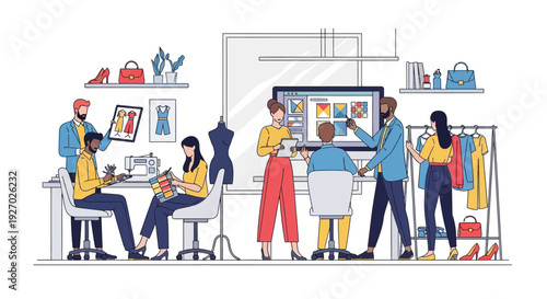 Fashion Designers Collaborating on a New Collection.