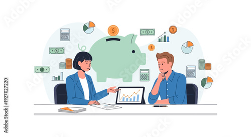 Financial advisor explaining investment growth to a client.