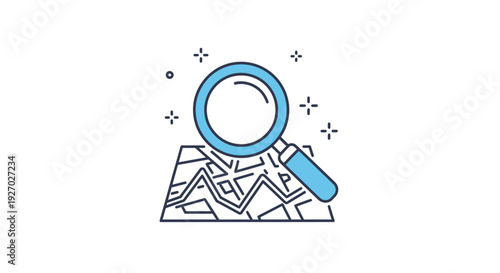 Magnifying Glass Over Detailed Map Illustration.