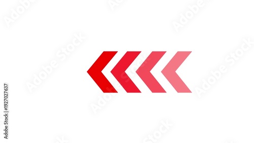 Red and white arrow,Animated Left-directional white arrow for the overlay.4k video