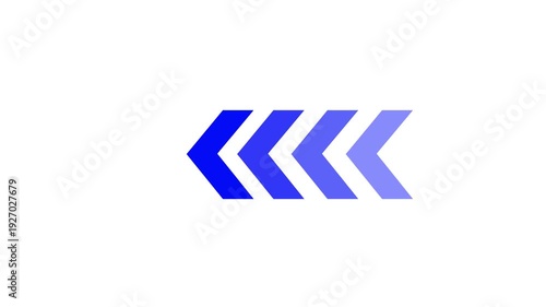 Blue and white arrow,Animated Left-directional white arrow for the overlay.4k video