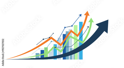 Financial Growth Chart with Upward Trend Arrows.