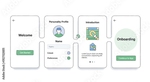Mobile App Onboarding Screens User Interface Design.