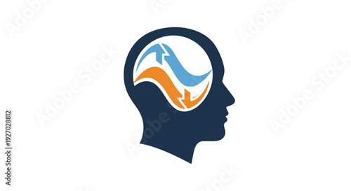 Human Head Silhouette with Abstract Brain Symbol