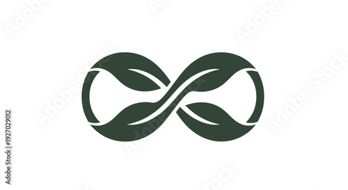 Infinity symbol made of green leaves, representing sustainability and nature