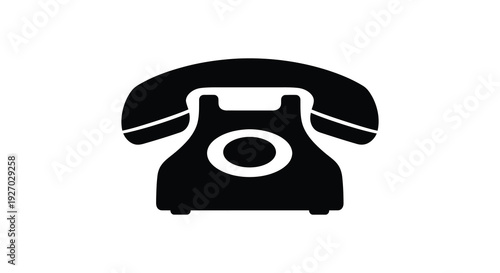 A stark black silhouette of a vintage rotary telephone showcasing a bygone era silhouette high quality professional detailed