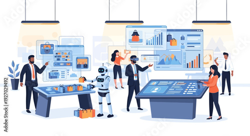 Futuristic Technology and Business Collaboration in Modern Office.