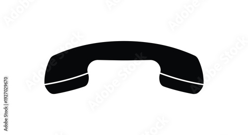A stark black silhouette of a classic telephone handset against a plain white background silhouette high quality professional