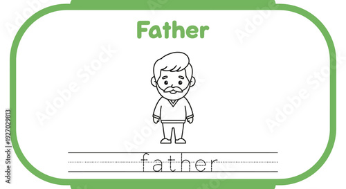 Father tracing worksheet for kids. Family learning activity.