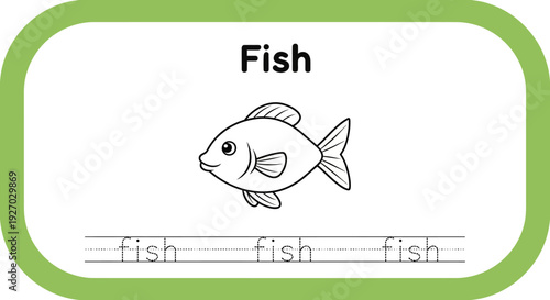 Fish coloring page for kids, educational worksheet