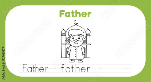 Father's Day coloring page with cartoon dad