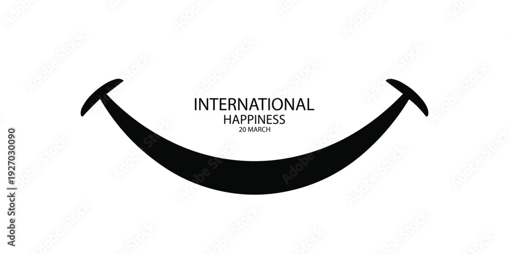 Obraz premium International Day of Happiness Vector Illustration with Black Hammock Smile Face Symbol Motivational Quote for Joy Wellness and Graphic Design