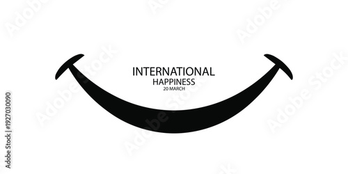 International Day of Happiness Vector Illustration with Black Hammock Smile Face Symbol Motivational Quote for Joy Wellness and Graphic Design