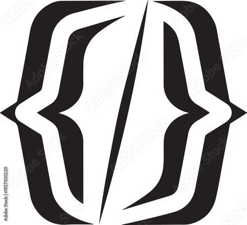 Minimal Programming Code Brackets Icon Silhouette Black Vector Modern Software Development Symbol Clean Flat Design Illustration