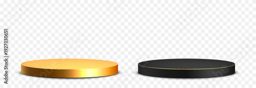 Black and gold podium PNG. Podium or pedestal for product or goods advertising.