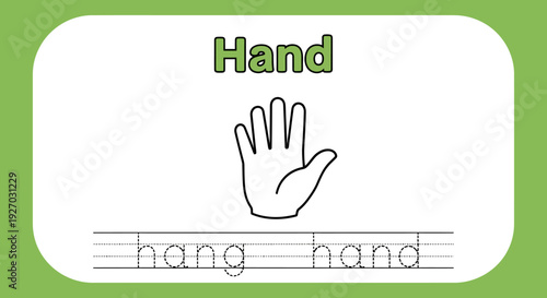 Handwriting practice for kids: Hand illustration