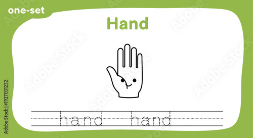 Handwriting practice for kids: Cute hand illustration