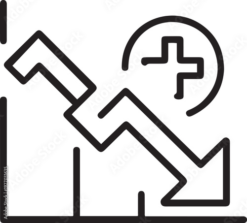Death rate decline concept line icon. Simple element illustration. Death rate decline concept outline symbol design. one line Icon drawing
