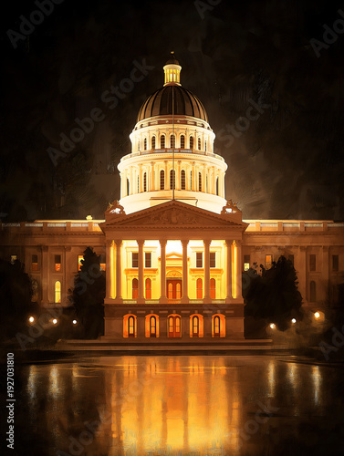 california state capitol building at night