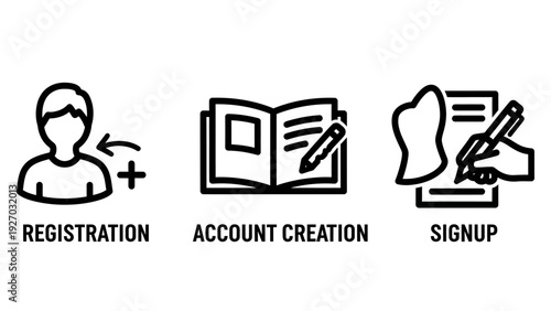 Registration, Account Creation, and Signup Icons: Representing User Onboarding Processes